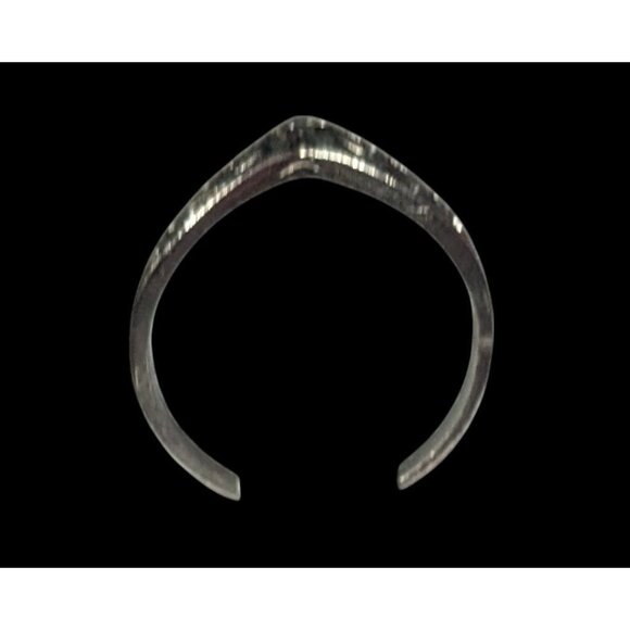 Elven Art Nouveau Scroll Silver Tone Chevron Ring Size 7 - Picture 6 of 14